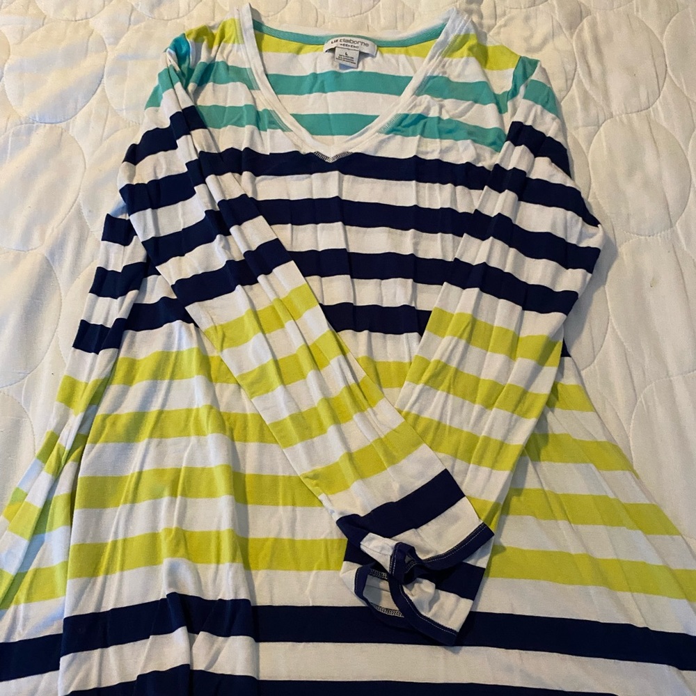 Liz Claiborne Striped Tunic Long Sleeve Top